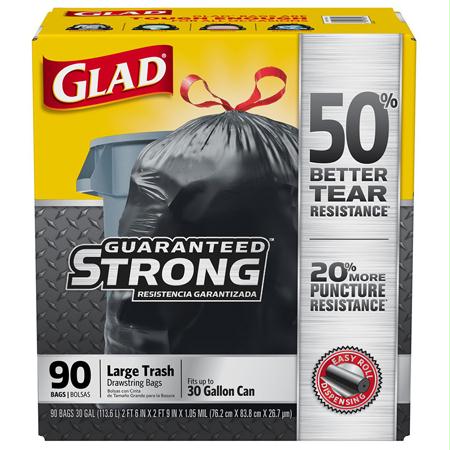 Glad Drawstring 30 Gal. Trash Bags-Black