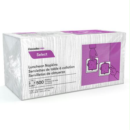 Cascades PRO Select 1-4 Fold Luncheon Napkin-White(11.5" x 12.5")