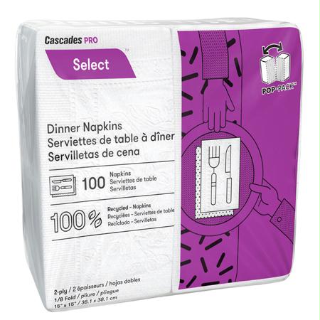 Cascades PRO Select 1-8 Fold Dinner Napkin-White(15" x 15")