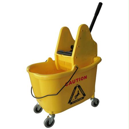 Microfiber & More Yellow Mop Bucket w-Down Press Wringer