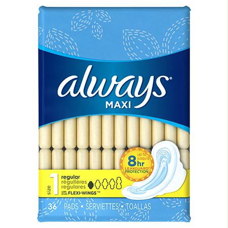 P&G Always Regular Maxi Pads w-Wings(36 ct.)